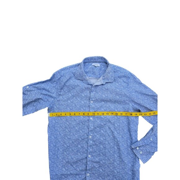 Calvin Klein Mens Button-Down Shirt Blue Abstract Print Long Sleeve Casual Fit - Picture 5 of 6